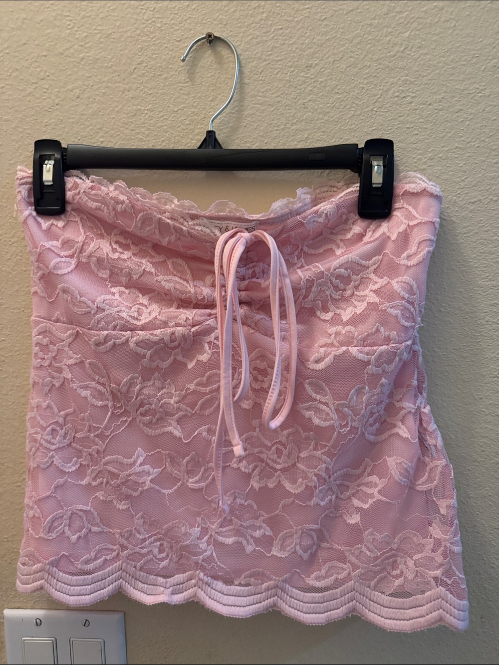 Lace Strapless Bandeau- Pink